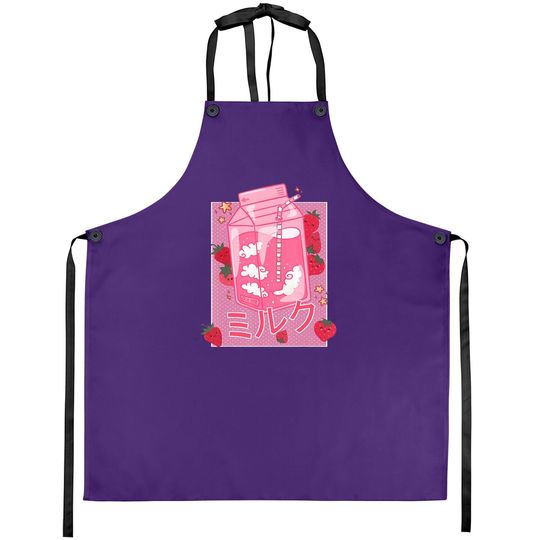 Retro 90s Strawberry Milk Shake - Japanese Kawaii Milk Apron