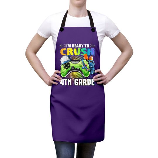 I'm Ready To Crush 4th Grade Back To School Video Game Boys Apron
