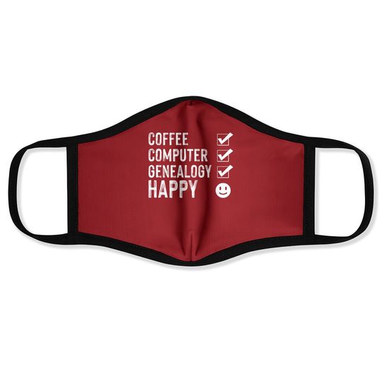 Coffee Computer Genealogy Genealogist Ancestry Lineage Gift Face Mask
