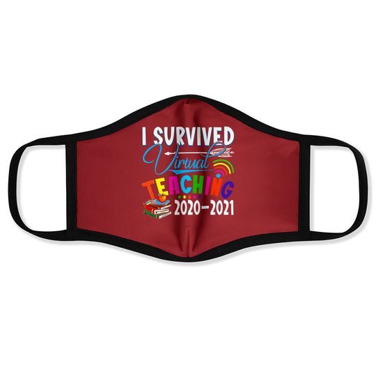 Fashion Face Mask - Funny I Survived Virtual Teaching End Of Year Teacher Remote Gift Face Mask Short Sleeve