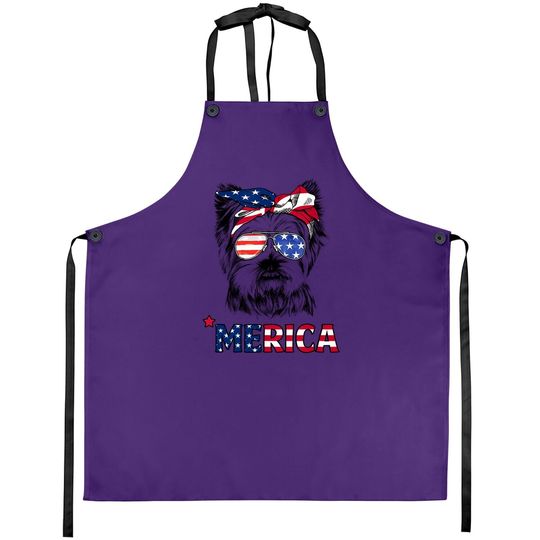 American Flag Yorkshire Terrier Yorkie Mom Apron