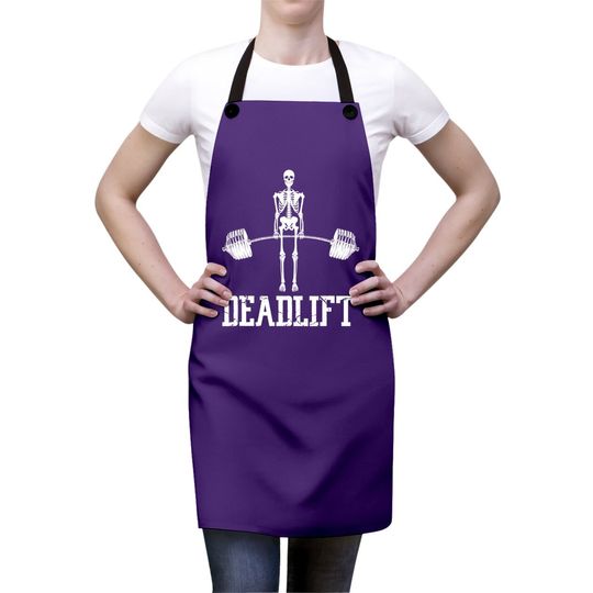 Skeleton Dead Lift Funny Halloween Lifting Weights Apron