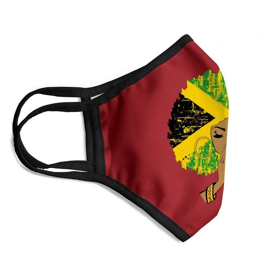 Jamaican Flag Black Woman Melanin Queen Afro Gift Face Mask