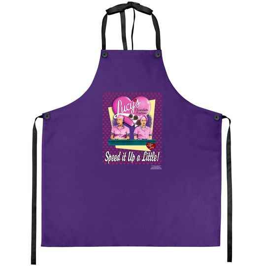 I Love Lucy Apron Chocolate Factory Speed It Up Pink Apron