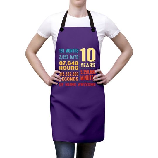 10th Birthday Boy Girl Retro 10 Years Old Being Awesome Apron