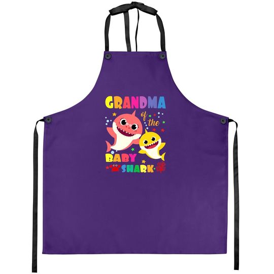 Grandma Of The Baby Shark Birthday Grandma Shark Apron