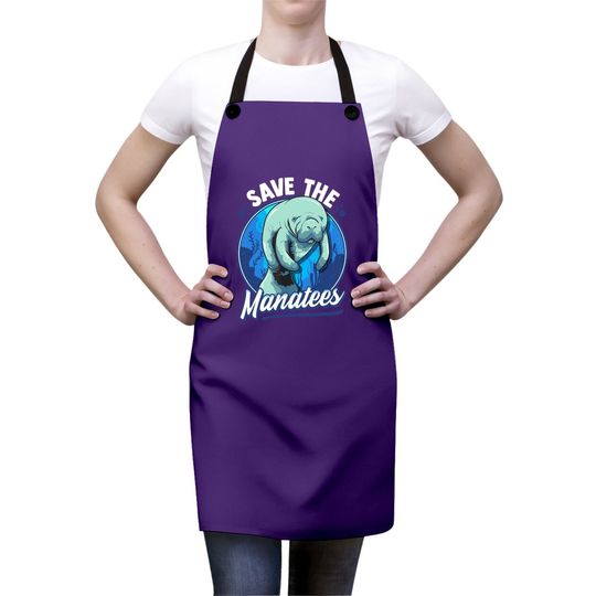 Save The Manatees Cute Sea Cow Dugong Apron