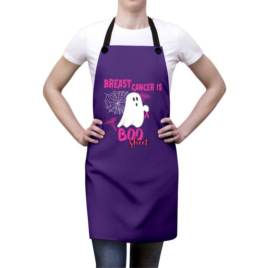 Breast Cancer Is Boo Sheet Pink Ribbon Ghost Spiderweb Apron