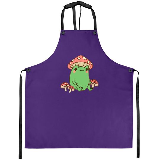 Frog With Mushroom Hat Cottagecore Aesthetic Apron