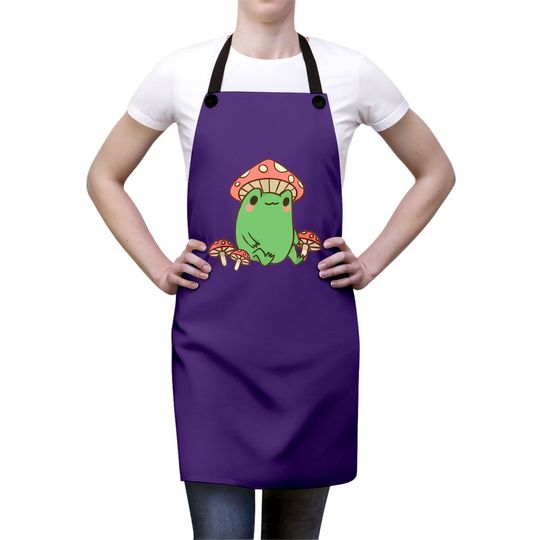 Frog With Mushroom Hat Cottagecore Aesthetic Apron
