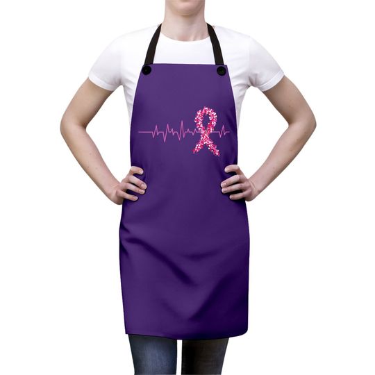 Pink Heartbeat Ribbon Breast Cancer Apron Warrior Apron