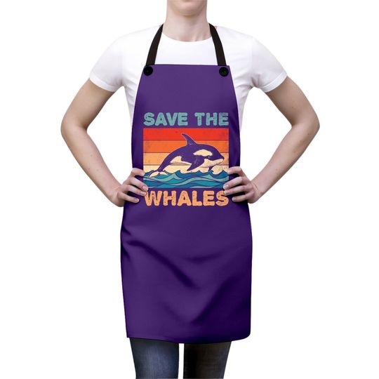 Save The Whales Retro Vintage Orca Whale Apron