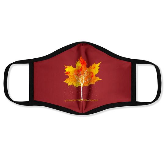 Maple Leaf Autumn Tree Orange Fall Leaves Season Face Mask