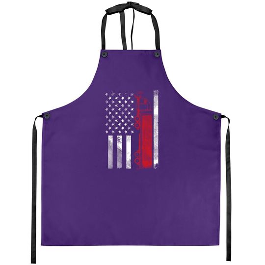 Us American Flag Semi Truck Driver 18 Wheeler Trucker Apron