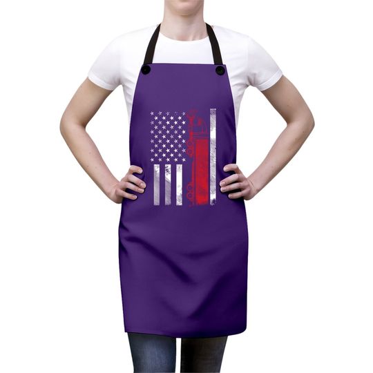Us American Flag Semi Truck Driver 18 Wheeler Trucker Apron