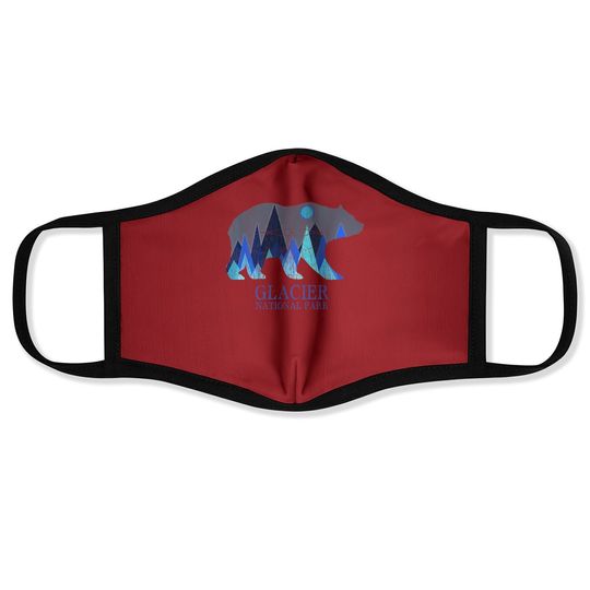 Retro Glacier Grizzly Bear Glacier National Park Face Mask