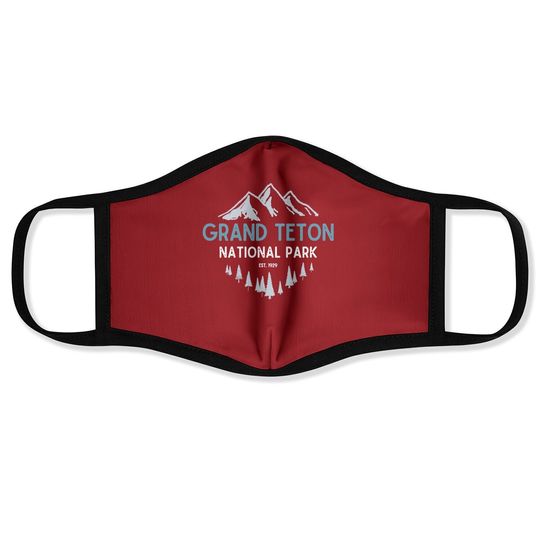 Grand Teton National Park Est 1929 Vintage National Park Wy Face Mask