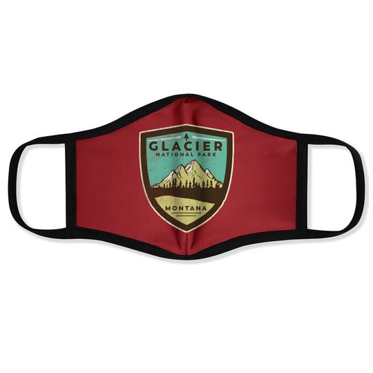 Retro Glacier National Park Montana Mountains Vintage Badge Face Mask