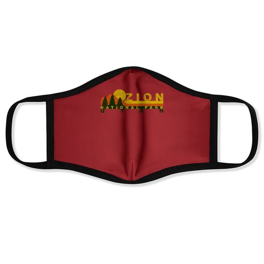 Zion National Park Sunny Mountain Treeline Face Mask