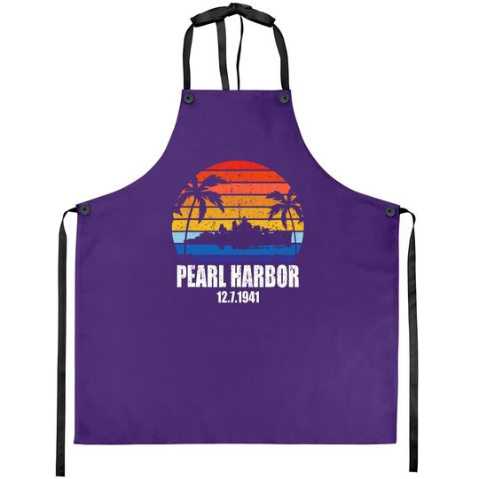 Vintage Pearl Harbor Sunset 80th Anniversary Apron