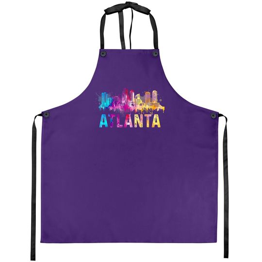 Atlanta Georgia Retro Watercolor Skyline Gifts Apron