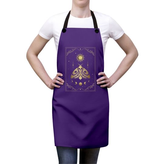 Death Moth And Ornament Of Moon And Sun Phases Tarot Card Apron