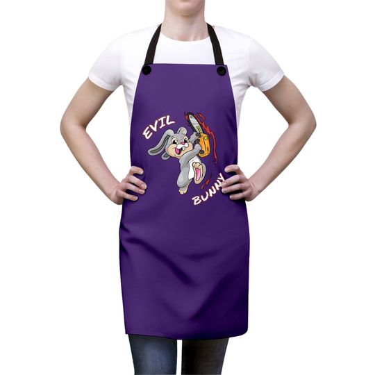 Evil Bunny Apron Halloween Funny Bad Rabbit Killer Apron