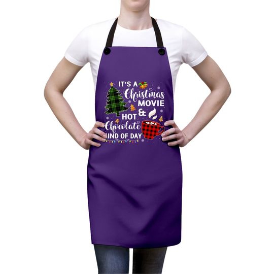 It's A Christmas Movie & Hot Chocolate Plaid Christmas Tree Apron