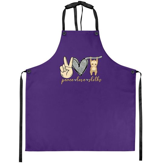 Peace Love Heart Sloth Apron