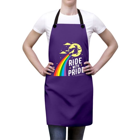 Ride With Pride Lgbt Gay Lesbian Witch Halloween Apron