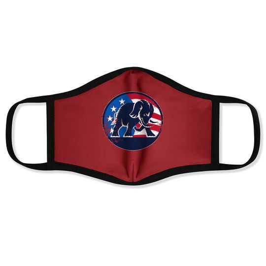 Shirtinvaders Republican Party Elephant Logo - Distressed Print Face Mask
