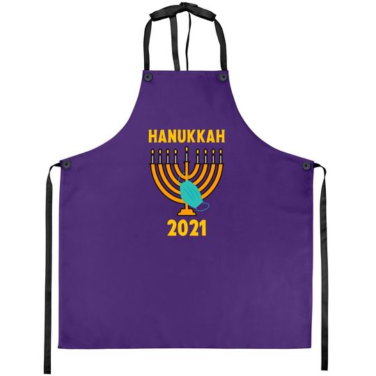 Happy Hanukkah 2021 Jewish Menorah Wearing Face Mask Apron