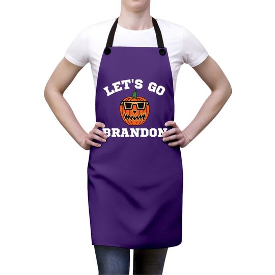 Let's Go Brandon Chant Halloween Pumpkin In Glasses Apron