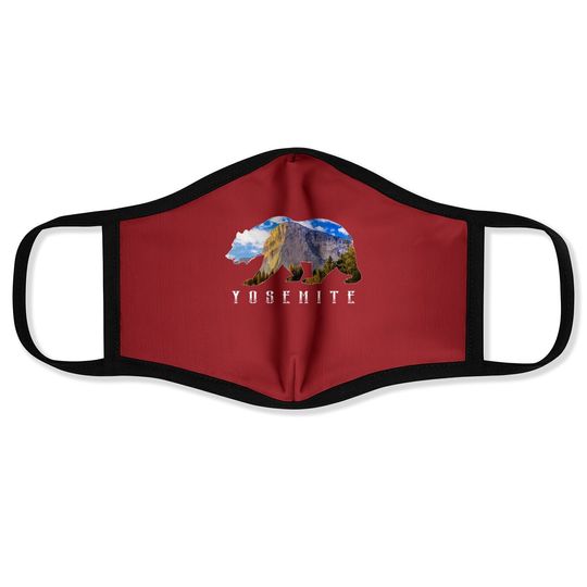 California Bear With Yosemite National Park Image Souvenir Face Mask