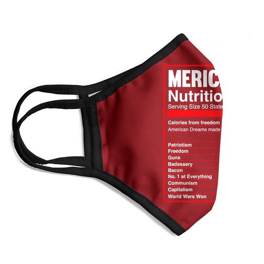 Patriotic Merica Nutrition Facts America Flag Face Mask