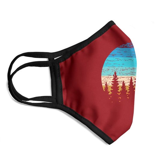 Camping Sunset Pine Tree Face Mask