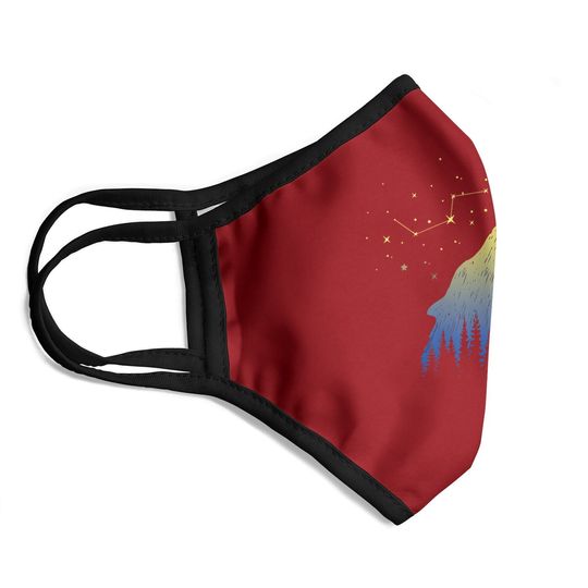 Wolf Howling At Stars Constellations And Moon Face Mask