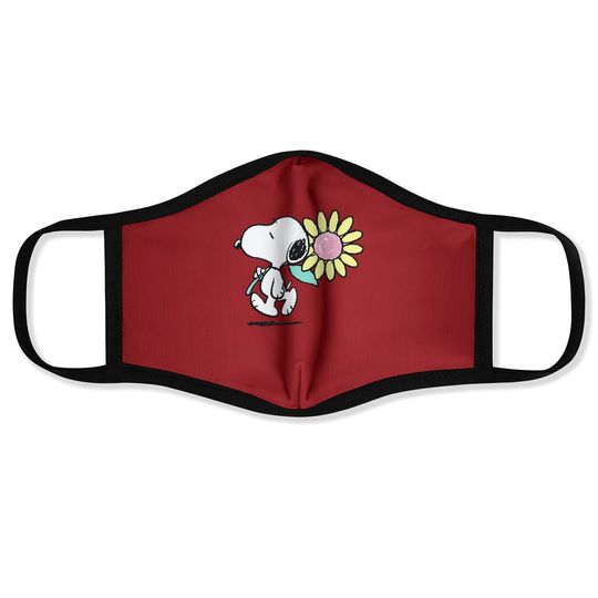 Peanuts Snoopy Pink Daisy Flower Face Mask