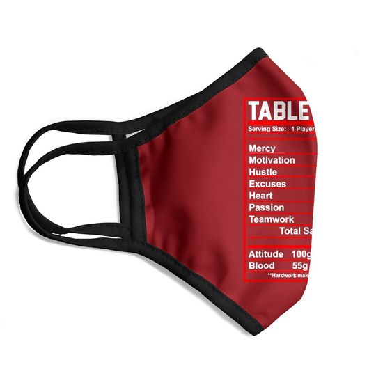 Funny Table Tennis Nutrition Facts Face Mask