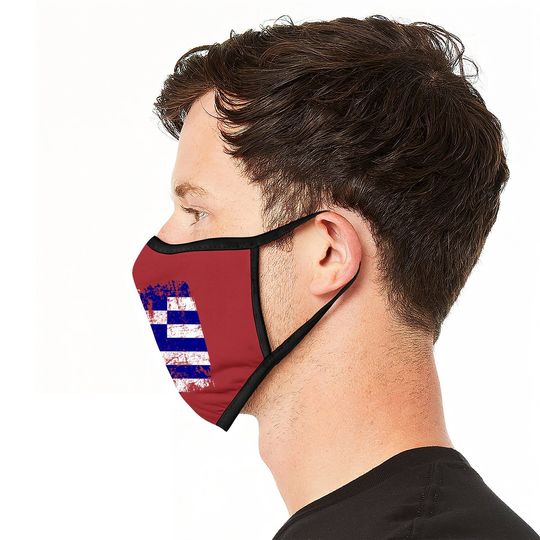 Greece Flag Vintage Distressed Greece Face Mask