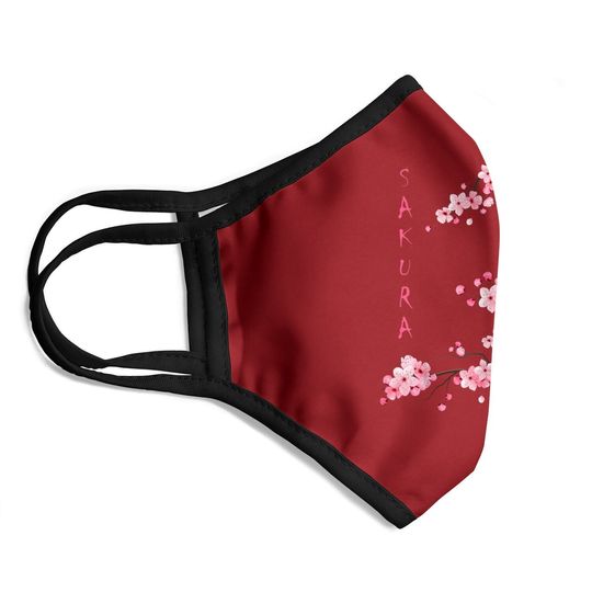 Vintage Sakura Cherry Blossom Japanese Graphical Art Face Mask