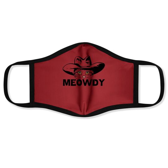 Meowdy -mashup Between Meow And Howdy - Cat Meme Face Mask
