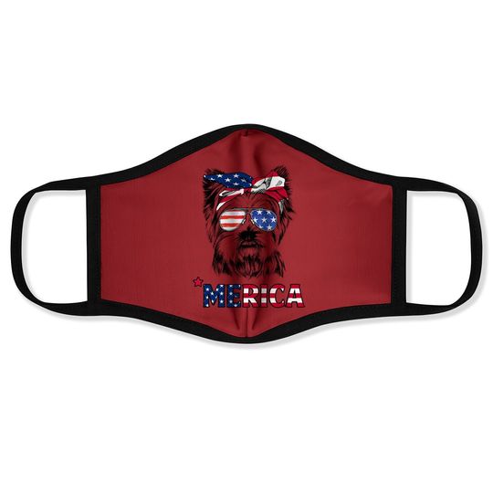 American Flag Yorkshire Terrier Yorkie Mom Face Mask