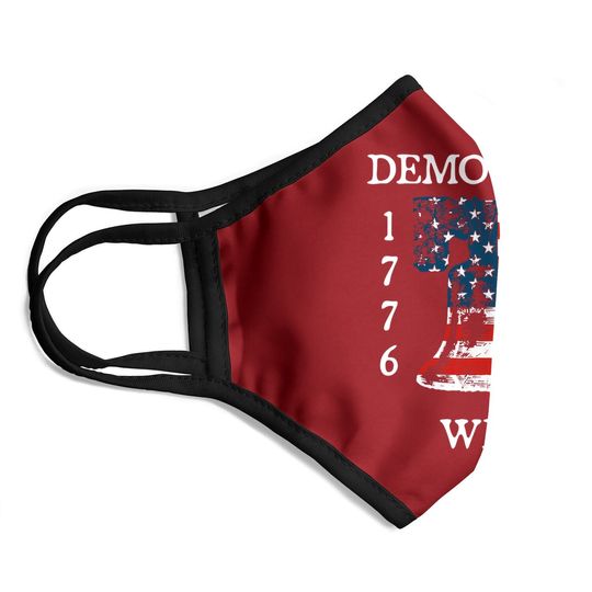 Democracy Wins 1776 2021 Liberty Bell American Flag Face Mask