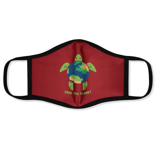 Save The Planet Earth Day Environment Turtle Recycle Ocean Face Mask