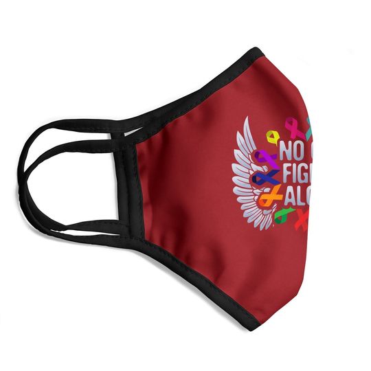 No One Fights Alone Multicolor Ribbon For Cancer Awareness Face Mask