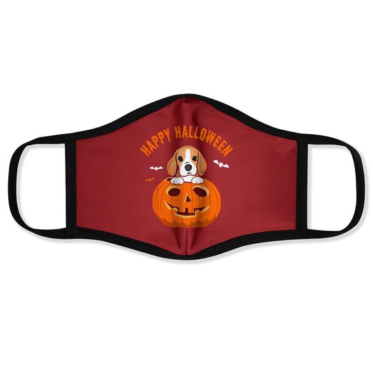 Happy Halloween Beagle Dog Pumpkin Face Mask