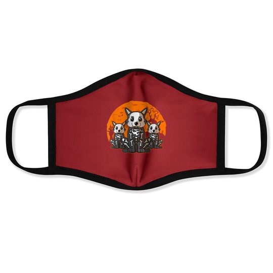 Corgi Skeleton Halloween Cute Graphic Face Mask