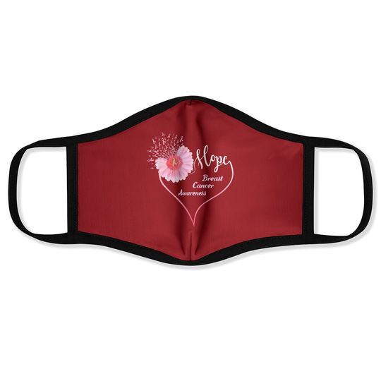 Faith Hope Love Heart Breast Cancer Awareness Pink Daisy Face Mask