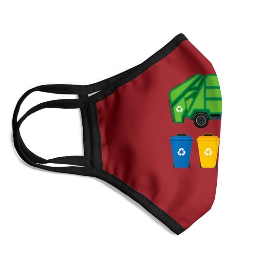 Garbage Truck Recycling Bins Earth Day Children Toddler Face Mask